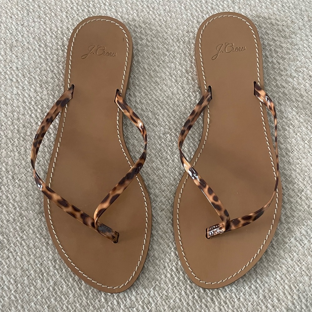 J Crew women’s flip flops, size 8, leopard print